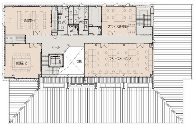 箕輪町防災交流施設「みのわBASE」2階平面図