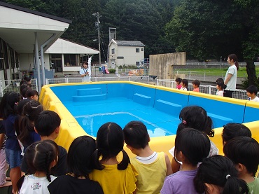 三日町保育園：プールあそび始まる