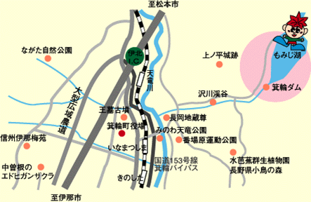 もみじ湖のアクセスの地図