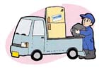 軽トラックに家電製品を積み込んでいるイラスト